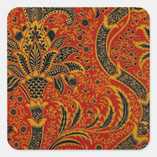 Adesivo Quadrado William Morris India Red Floral