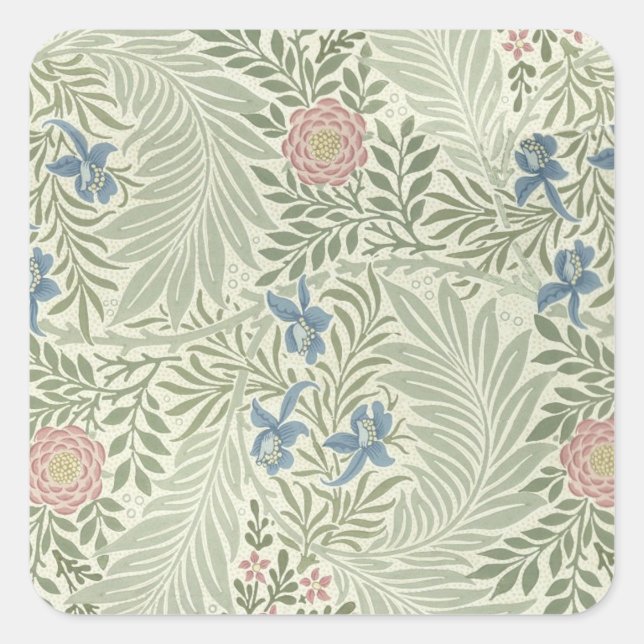 Adesivo Quadrado William Morris Larkspur Floral Wallpaper (Frente)