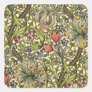 Adesivo Quadrado William Morris Ouro Lily