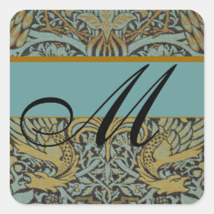 Adesivo Quadrado William Morris Pattern Monogramas Stickers