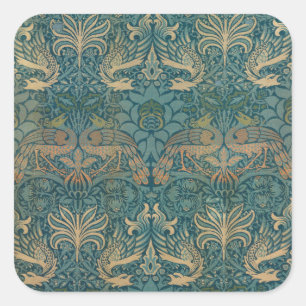 Adesivo Quadrado William Morris Peacock e Dragon Textile Design