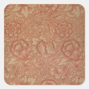 Adesivo Quadrado William Morris Pink Poppy Floral Flor