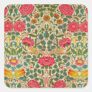 Adesivo Quadrado William Morris Rosa Floral Chintz Rosa