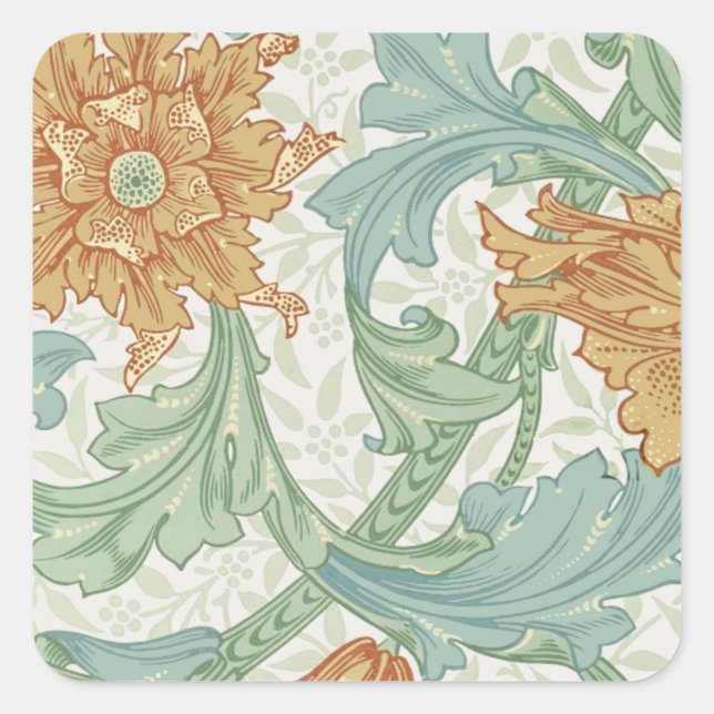 Adesivo Quadrado William Morris Solteiro Stem Floral Patterno (Frente)