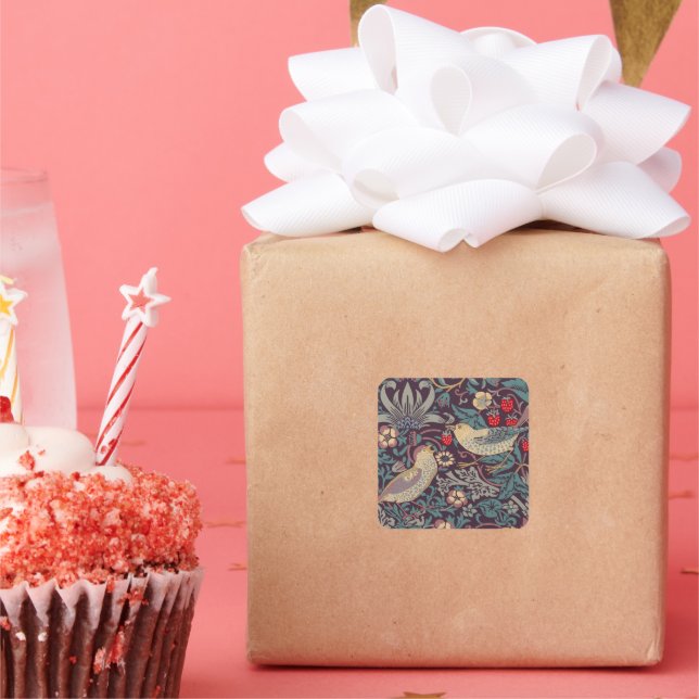 Adesivo Quadrado William Morris Strawberry Thief Square Sticker (Festa)