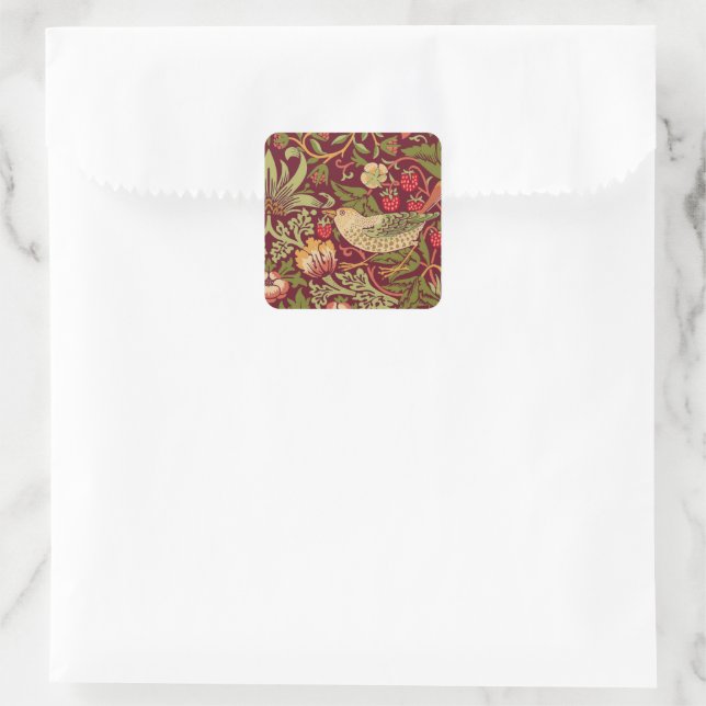 Adesivo Quadrado William Morris Strawberry Thief Square Sticker (Bolsa)