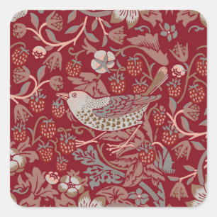 Adesivo Quadrado William Morris Strawberry Thief Square Sticker