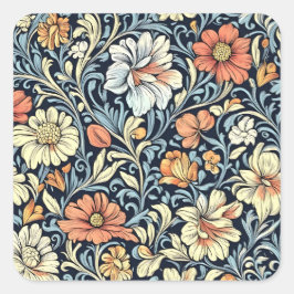 Adesivo Quadrado William Morris style floral acanthus pattern