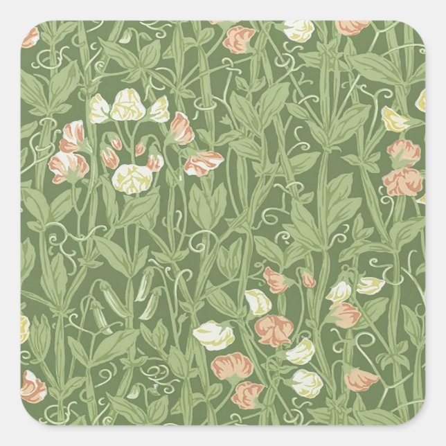 Adesivo Quadrado William Morris Sweet Pea Floral Design (Frente)