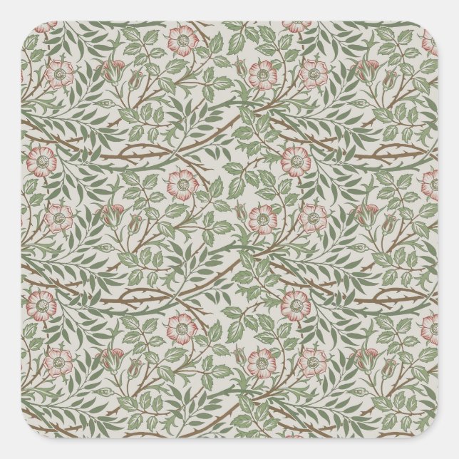 Adesivo Quadrado William Morris Sweetbriar Floral Art Nouveau (Frente)