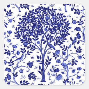 Adesivo Quadrado William Morris Tree of Life, Cobalt Blue and White