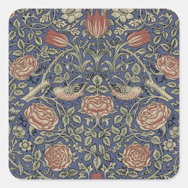 Adesivo Quadrado William Morris Tudor Rosa Wallpaper (Frente)