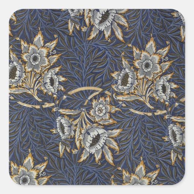 Adesivo Quadrado William Morris Tulip Willow Blue Patterno (Frente)