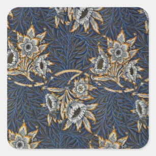 Adesivo Quadrado William Morris Tulip Willow Blue Patterno