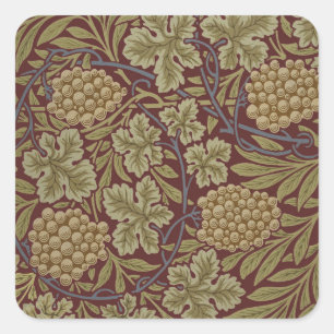 Adesivo Quadrado William Morris Vine Grape Red Green Art