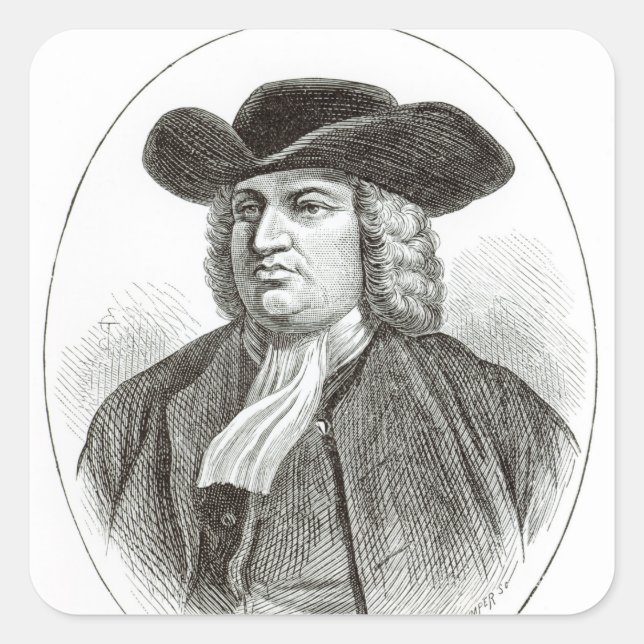 Adesivo Quadrado William Penn gravado por Josiah Wood Whinfer (Frente)