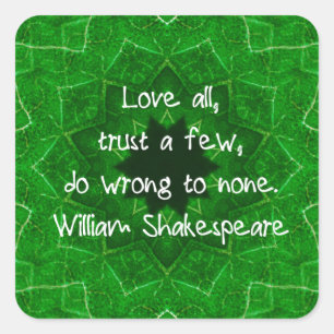 Adesivo Quadrado William Shakespeare Amor E Confiança Dizendo Sabe