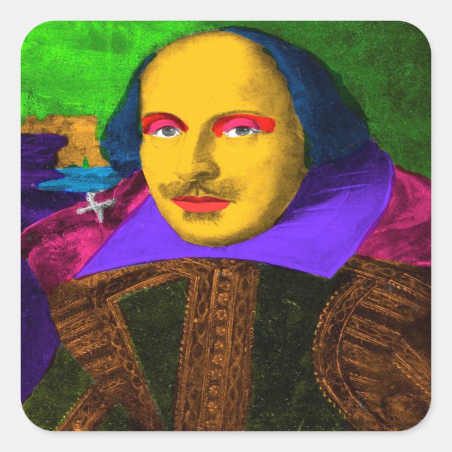 Adesivo Quadrado William Shakespeare Pop Art (Frente)
