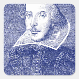 Adesivo Quadrado William Shakespeare Retrato do Primeiro Folio