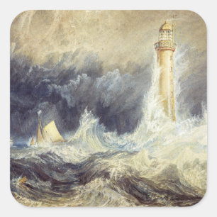 Adesivo Quadrado William Turner - Farol de Bell Rock