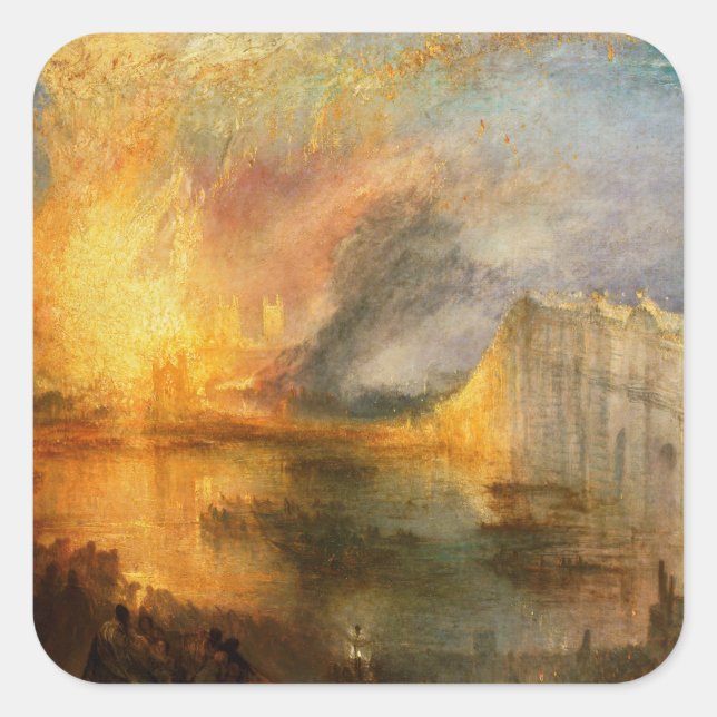 Adesivo Quadrado William Turner - The Burning of the Parliament (Frente)