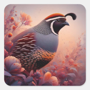 Adesivo Quadrado Willife Nature California Quail Bird