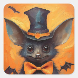 Adesivo Quadrado Winged Bat in Tall Witch Hat