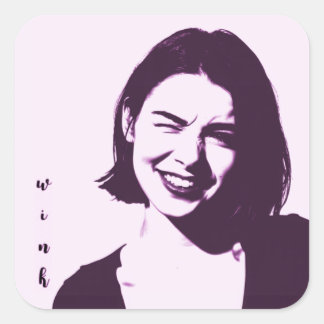 Adesivo Quadrado "Wink" Square Sticker flirty girl design pink sass