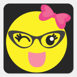Adesivo Quadrado Winking Girly Emoji