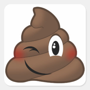 Adesivo Quadrado Winking Poop Emoji