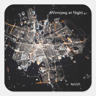 Adesivo Quadrado Winnipeg Night Lights, NASA Foto