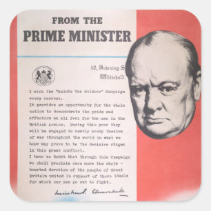 Adesivo Quadrado Winston Churchill, Reprint of British WW2 poster