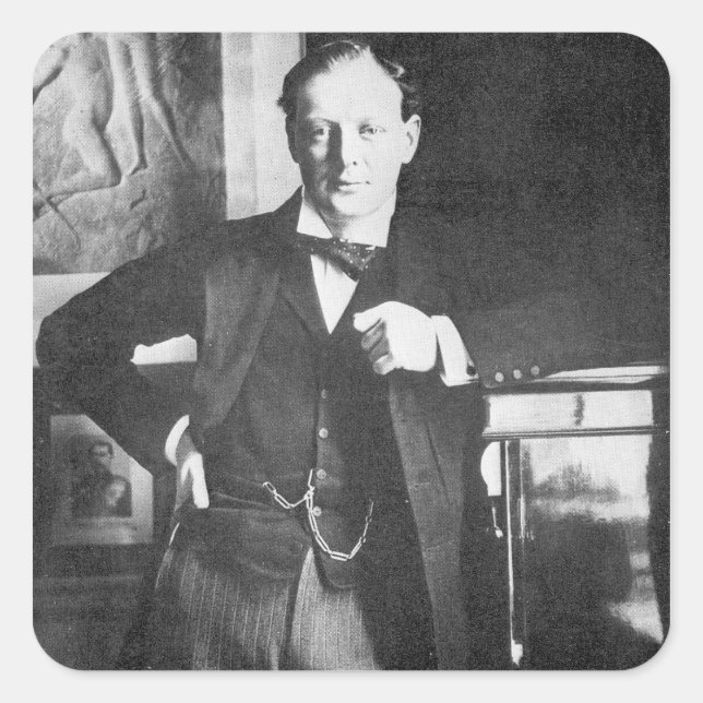 Adesivo Quadrado Winston Spencer Churchill em 1904 (Frente)