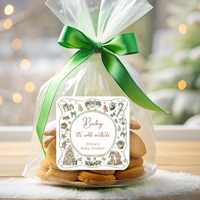 Adesivo Quadrado Winter Baby é Fria Fora do Chá de fraldas de inver (Criador carregado)