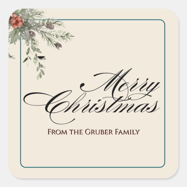 Adesivo Quadrado Winter Botanicals Christmas Party Foliage (Frente)