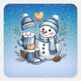 Adesivo Quadrado Winter Cozy Snowman