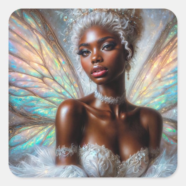 Adesivo Quadrado Winter Fairy With Dark Skin (Frente)