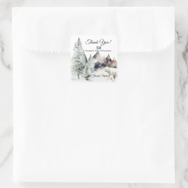 Adesivo Quadrado Winter Forest Watercolor Sticker (Bolsa)