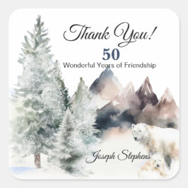 Adesivo Quadrado Winter Forest Watercolor Sticker