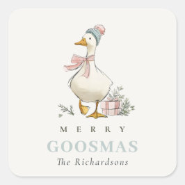 Adesivo Quadrado Winter Goose Christmas Funny Merry Goosmas