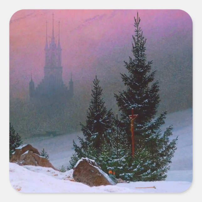 Adesivo Quadrado Winter Landscape Caspar David Friedrich (Frente)