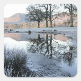 Adesivo Quadrado Winter Morning: Strandshag Bay, Derwentwater
