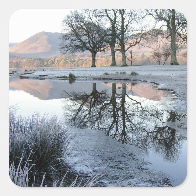 Adesivo Quadrado Winter Morning: Strandshag Bay, Derwentwater (Frente)