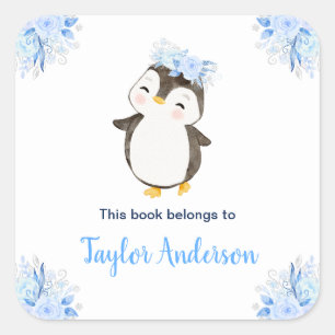 Adesivo Quadrado Winter Wonderland Ártico Pengui Kids Bookplate