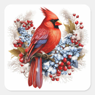 Adesivo Quadrado Winter Wonderland Red Cardinal