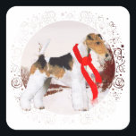 Adesivo Quadrado Wire Fox Terrier Winter<br><div class="desc">Venha visitar nosso Compro Terriers para ver todos os designs sazonais de Wire Fox Terrier criados das minhas pinturas originais. Cada um de nossos designs está disponível em mais de mil produtos diferentes. Clique em Transferir este Design na página deste produto e faça suas escolhas! Personalize qualquer design usando nossa...</div>