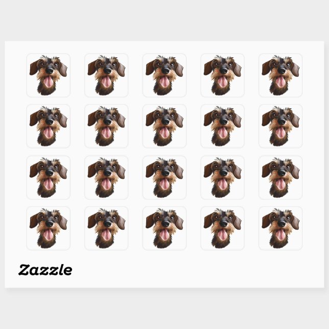 Adesivo Quadrado Wirehaired Dachshund (Folha)