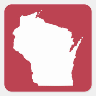 Adesivo Quadrado Wisconsin vermelho e branco