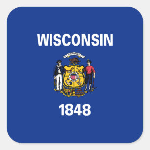 Adesivo Quadrado Wisconsinite Flag, Flag de Wisconsin