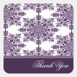 Adesivo Quadrado Wisteria Victorian Damask Obrigado Sticker